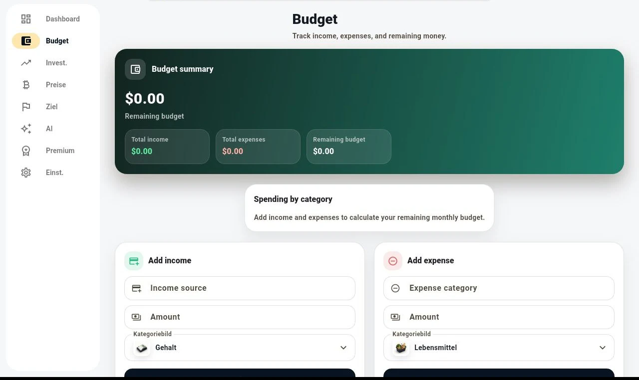 YAKO Finance budget interface