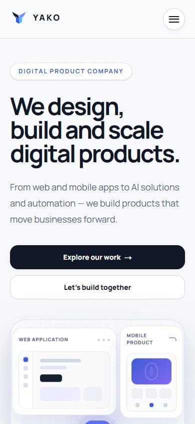 YAKO Website mobile interface